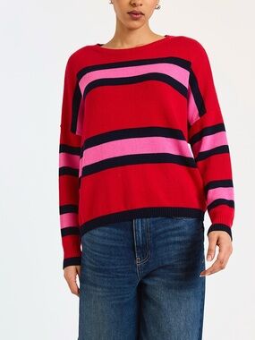 Evelyn Cotton Striped Crewneck Sweater